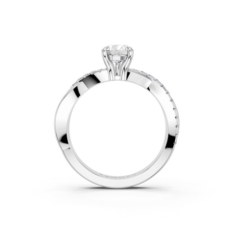 White gold Pear Cut Diamond Twist Band Solitaire with Prong Setting_29