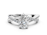 White gold Pear Cut Diamond Twist Band Solitaire with Prong Setting_82