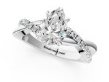 White gold Pear Cut Diamond Twist Band Solitaire with Prong Setting_83