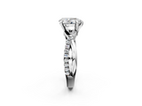 White gold Pear Cut Diamond Twist Band Solitaire with Prong Setting_84