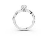 White gold Pear Cut Diamond Twist Band Solitaire with Prong Setting_85