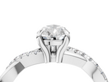 White gold Pear Cut Diamond Twist Band Solitaire with Prong Setting_86