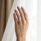 White gold Pear Cut Diamond Twisted Band Engagement Ring with Prong Setting_56