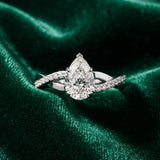 White gold Pear Cut Diamond Twisted Band Engagement Ring with Prong Setting_59