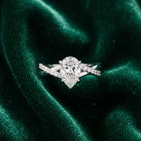 White gold Pear Cut Diamond Twisted Band with Pavé Setting and Four-Prong Setting_15