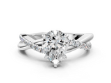 White gold Pear Cut Diamond Twisted Band with Pavé Setting and Four-Prong Setting_55