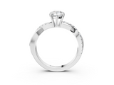 White gold Pear Cut Diamond Twisted Band with Pavé Setting and Four-Prong Setting_58
