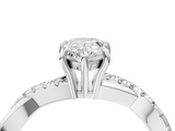 White gold Pear Cut Diamond Twisted Band with Pavé Setting and Four-Prong Setting_59