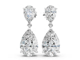10K White Gold 2.56 Carat E-F VVS-VS Pear Diamond Two Stone Drop Earrings
