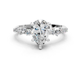 White gold Pear Cut Diamond Vine Band with Four-Prong Setting_62