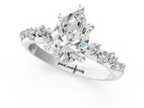 White gold Pear Cut Diamond Vine Band with Four-Prong Setting_63