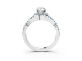 White gold Pear Cut Diamond with Aquamarine side stone Halo Twist Band Solitaire Prong Setting Ring_27