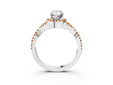 White gold Pear Cut Diamond with Citrine side stone Halo Twist Band Solitaire Prong Setting Ring_15