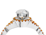 White gold Pear Cut Diamond with Citrine side stone Halo Twist Band Solitaire Prong Setting Ring_16