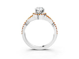 White gold Pear Cut Diamond with Citrine side stone Halo Twist Band Solitaire Prong Setting Ring_27