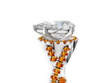 White gold Pear Cut Diamond with Citrine side stone Halo Twist Band Solitaire Prong Setting Ring_29