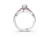 White gold Pear Cut Diamond with Garnet side stone Halo Twist Band Solitaire Prong Setting Ring_39