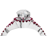White gold Pear Cut Diamond with Garnet side stone Halo Twist Band Solitaire Prong Setting Ring_40