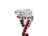 White gold Pear Cut Diamond with Garnet side stone Halo Twist Band Solitaire Prong Setting Ring_41
