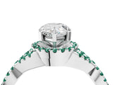 White gold Pear Cut Diamond with Green Sapphire side stone Halo Twist Band Solitaire Prong Setting Ring_16