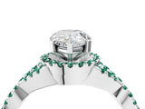 White gold Pear Cut Diamond with Green Sapphire side stone Halo Twist Band Solitaire Prong Setting Ring_28