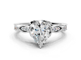 White gold Pear Cut Diamond with Milgrain Marquise and Bezel Accents on a Solitaire Band with Prong Setting_224
