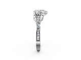 White gold Pear Cut Diamond with Milgrain Marquise and Bezel Accents on a Solitaire Band with Prong Setting_226