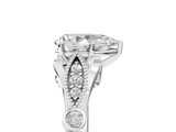 White gold Pear Cut Diamond with Milgrain Marquise and Bezel Accents on a Solitaire Band with Prong Setting_229