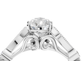 White gold Pear Cut Diamond with Milgrain Marquise and Bezel Accents on a Solitaire Band with Prong Setting_231