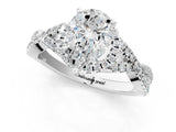 White gold Pear Cut Diamond with Moissanite side stone Halo Twist Band Solitaire Prong Setting Ring_13