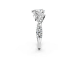 White gold Pear Cut Diamond with Moissanite side stone Halo Twist Band Solitaire Prong Setting Ring_14