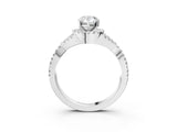 White gold Pear Cut Diamond with Moissanite side stone Halo Twist Band Solitaire Prong Setting Ring_15