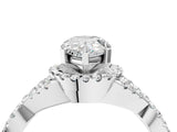 White gold Pear Cut Diamond with Moissanite side stone Halo Twist Band Solitaire Prong Setting Ring_16