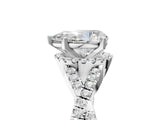 White gold Pear Cut Diamond with Moissanite side stone Halo Twist Band Solitaire Prong Setting Ring_17