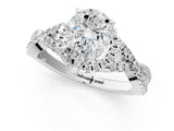 White gold Pear Cut Diamond with Moissanite side stone Halo Twist Band Solitaire Prong Setting Ring_26