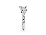 White gold Pear Cut Diamond with Moissanite side stone Halo Twist Band Solitaire Prong Setting Ring_27