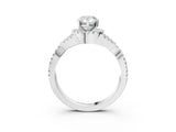 White gold Pear Cut Diamond with Moissanite side stone Halo Twist Band Solitaire Prong Setting Ring_28