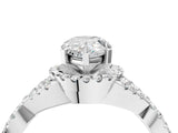 White gold Pear Cut Diamond with Moissanite side stone Halo Twist Band Solitaire Prong Setting Ring_29