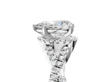 White gold Pear Cut Diamond with Moissanite side stone Halo Twist Band Solitaire Prong Setting Ring_30