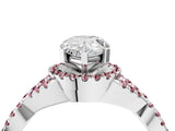 White gold Pear Cut Diamond with Morganite side stone Halo Twist Band Solitaire Prong Setting Ring_16