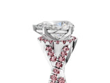 White gold Pear Cut Diamond with Morganite side stone Halo Twist Band Solitaire Prong Setting Ring_17