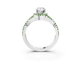 White gold Pear Cut Diamond with Peridot side stone Halo Twist Band Solitaire Prong Setting Ring_15