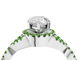 White gold Pear Cut Diamond with Peridot side stone Halo Twist Band Solitaire Prong Setting Ring_40