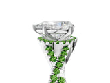 White gold Pear Cut Diamond with Peridot side stone Halo Twist Band Solitaire Prong Setting Ring_41