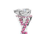 White gold Pear Cut Diamond with Pink Sapphire side stone Halo Twist Band Solitaire Prong Setting Ring_17