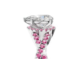 White gold Pear Cut Diamond with Pink Sapphire side stone Halo Twist Band Solitaire Prong Setting Ring_30