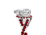 White gold Pear Cut Diamond with Ruby side stone Halo Twist Band Solitaire Prong Setting Ring_29
