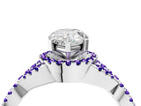White gold Pear Cut Diamond with Tanzanite side stone Halo Twist Band Solitaire Prong Setting Ring_16