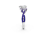 White gold Pear Cut Diamond with Tanzanite side stone Halo Twist Band Solitaire Prong Setting Ring_38