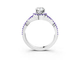 White gold Pear Cut Diamond with Tanzanite side stone Halo Twist Band Solitaire Prong Setting Ring_39